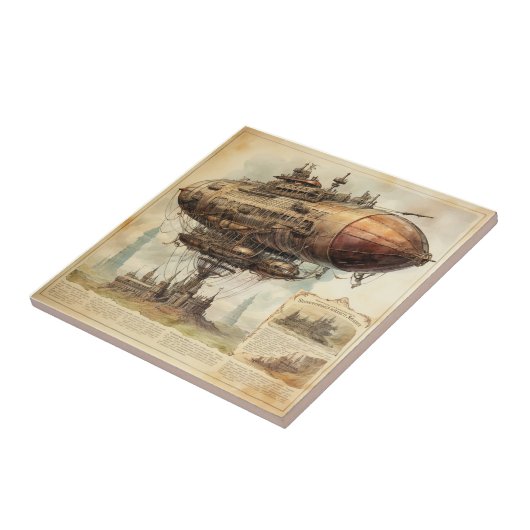Steampunk Zeppelin (10) Tegeltje (Zijkant)