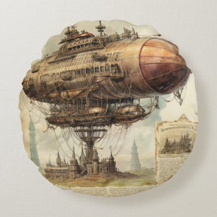  Steampunk Zeppelin (10) Tissue Paper Rond Kussen