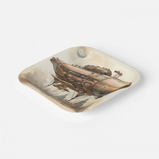 Steampunk Zeppelin (12) Papieren Bordje (Gebogen)