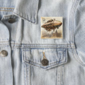 Steampunk Zeppelin (12) Vierkante Button 5,1 Cm (In situ)