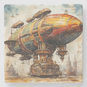 Steampunk Zeppelin (1) Stenen Onderzetter
