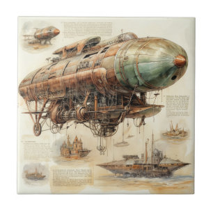 Steampunk Zeppelin (4) Tegeltje
