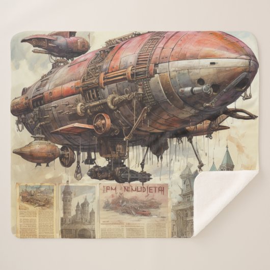  Steampunk Zeppelin (9) Sherpa Deken (Voorkant (horizontaal))