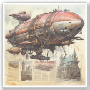  Steampunk Zeppelin (9) Sticker