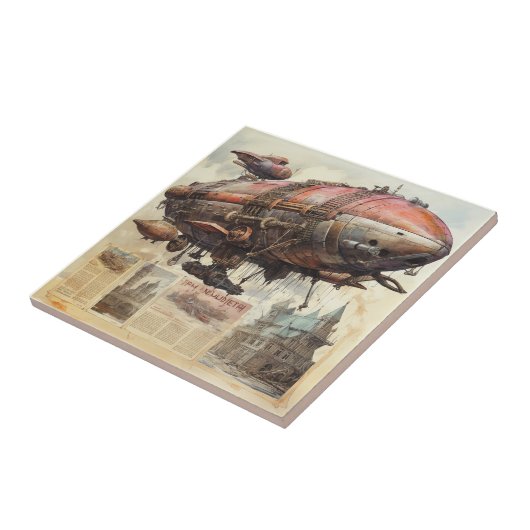  Steampunk Zeppelin (9) Tegeltje (Zijkant)
