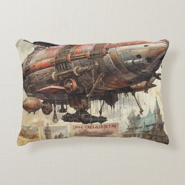  Steampunk Zeppelin (9) Tissue Paper Accent Kussen (Voorkant)