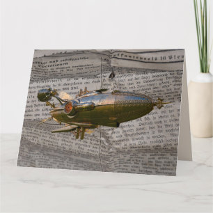 STEAMPUNK ZEPPELIN BLIMP JOURNAL CARTES D'ANNIVERS