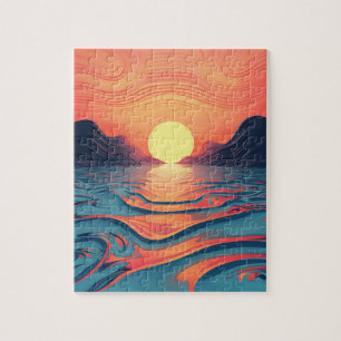 Steampunk zonsondergang legpuzzel