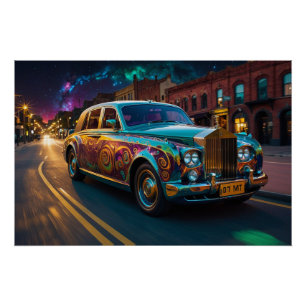 Steampunk zwaartekracht motor klassieke auto perfect poster