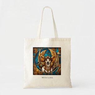Steampunkhondenportret met vleugels en mechaniek tote bag