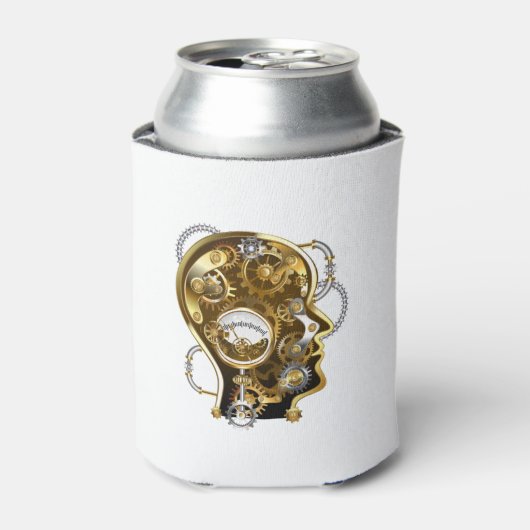 Steampunkhoofd met manometer blikjeskoeler (Blikje Voorkant)