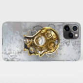 Steampunkhoofd met manometer iPhone hoesje (Achterkant horizontaal)
