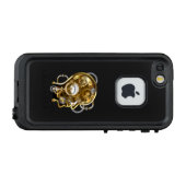 Steampunkhoofd met manometer LifeProof iPhone hoesje (Achterkant (horizontaal))