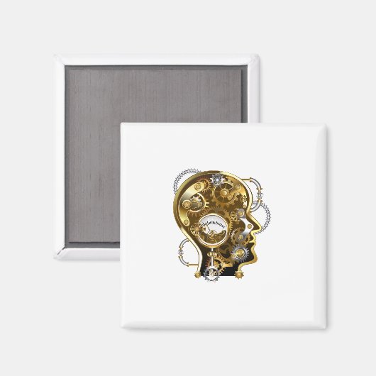 Steampunkhoofd met manometer magneet (Voorkant / Achterkant)