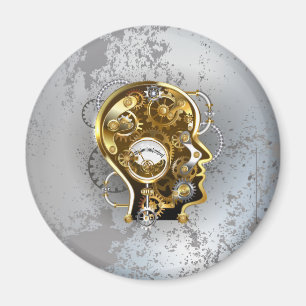 Steampunkhoofd met manometer magneet