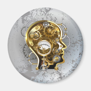 Steampunkhoofd met manometer magneet