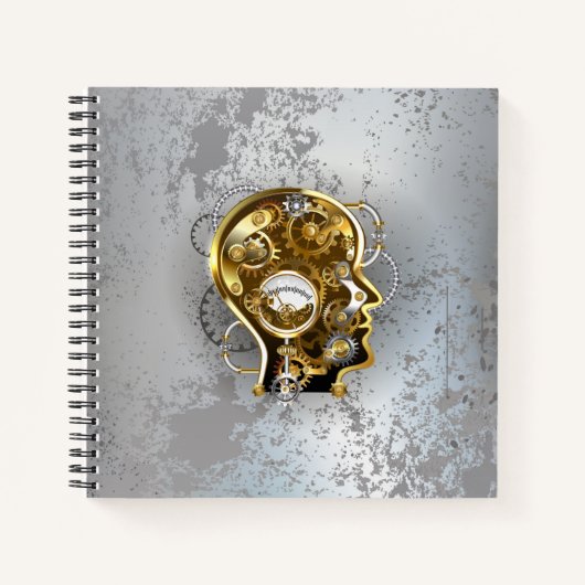 Steampunkhoofd met manometer notitieboek (Voorkant)