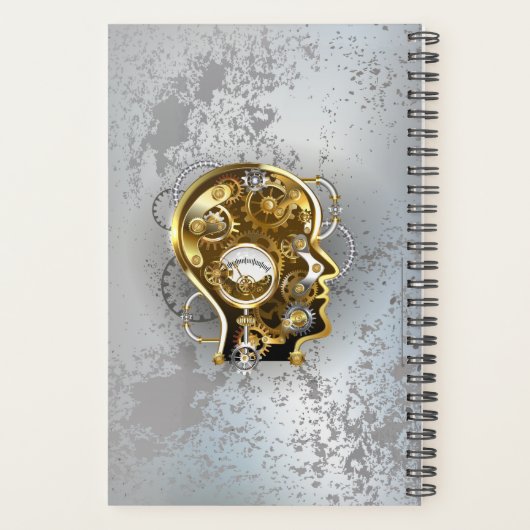 Steampunkhoofd met manometer planner (Achterkant)