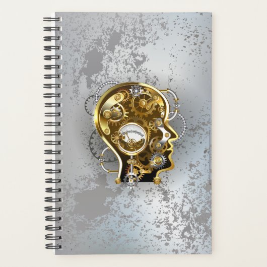 Steampunkhoofd met manometer planner (Voorkant)