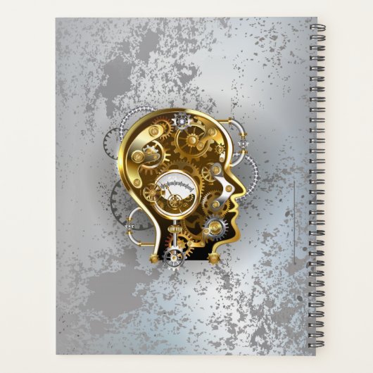 Steampunkhoofd met manometer planner (Achterkant)