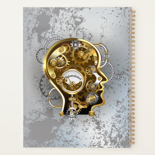 Steampunkhoofd met manometer planner (Achterkant)