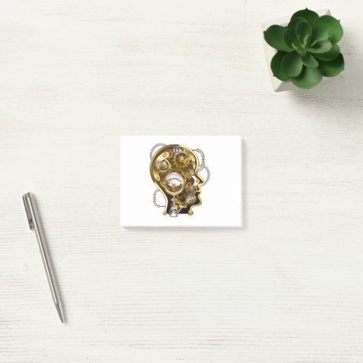 Steampunkhoofd met manometer post-it® notes (Kantoor)