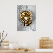 Steampunkhoofd met manometer poster (Keuken)