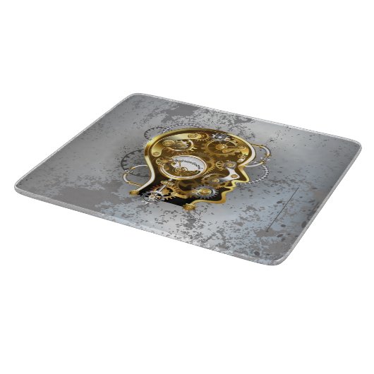 Steampunkhoofd met manometer snijplank (Hoek)