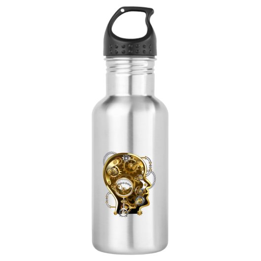 Steampunkhoofd met manometer waterfles (Voorkant)