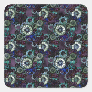 steampunkhorlogeonderdelen - paarse afdruk van Lea Vierkante Sticker