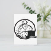 steampunkklok, versnelling, pet briefkaart (Staand voorkant)