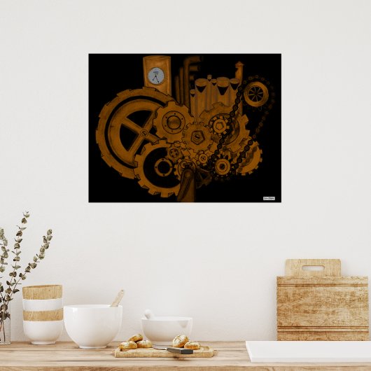 Steampunkmachines (koper) poster (Keuken)