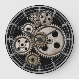 steampunkversnellingen tandwielmotor machineklok grote klok