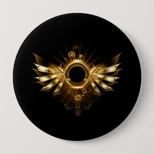 Steampunkvleugels Ronde Button 4,0 Cm (Voorkant)