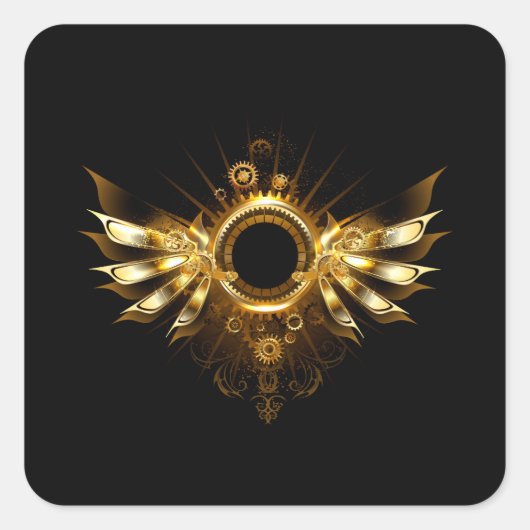 Steampunkvleugels Vierkante Sticker (Voorkant)