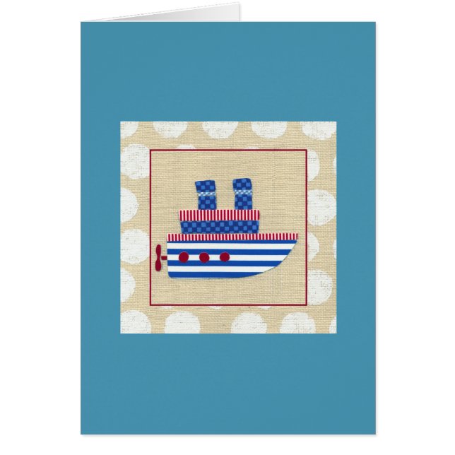 Steamship met Propeller en Blauwe Mokestacks (Voorkant)