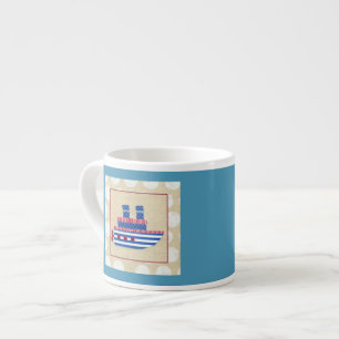 Steamship met Propeller en Blauwe Mokestacks Espresso Kop