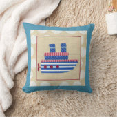 Steamship met Propeller en Blauwe Mokestacks Kussen (Deken)
