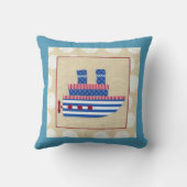 Steamship met Propeller en Blauwe Mokestacks Kussen (Achterkant)