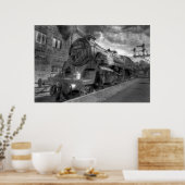 Steamtrein HDR in zwart-wit Poster (Keuken)