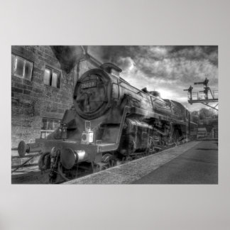 Steamtrein HDR in zwart-wit Poster