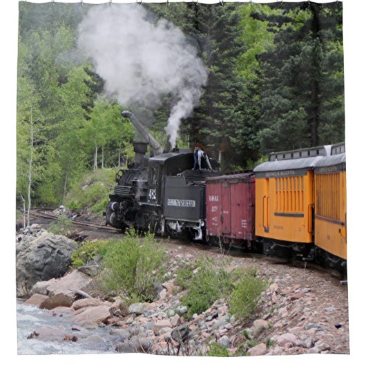 Steamtrein & rivier, Colorado Douchegordijn (Voorkant)