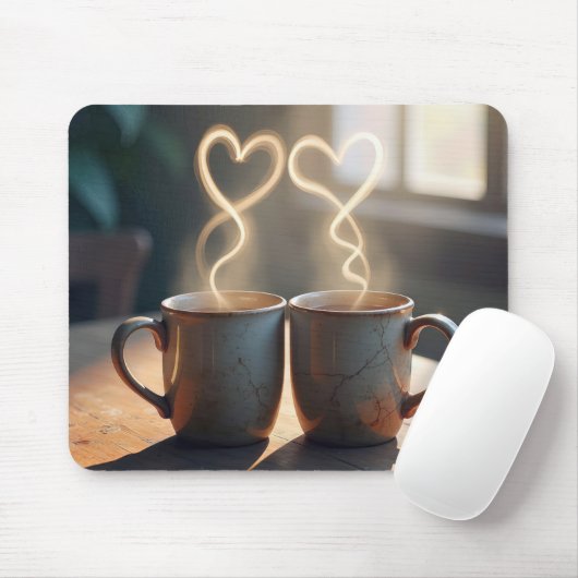 Steamy Coffee Hearts Muismat (Met muis)