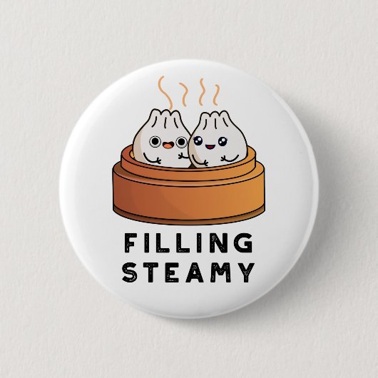 Steamy Funny Dimsum Bao Pun vullen Ronde Button 5,7 Cm (Voorkant)