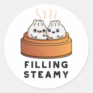 Steamy Funny Dimsum Bao Pun vullen Ronde Sticker