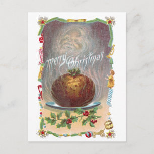 Steamy Plum Pudding Vintage Kerstmis Feestdagenkaart