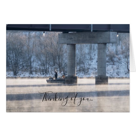 Steamy Winter Vissen Lake Taneycomo Thk of U Card (Voorkant Horizontaal)