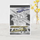 Stearman Biplane Kaart (Gele Bloem)