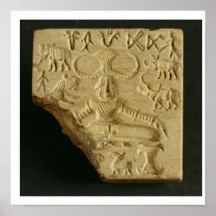 Steatite Pasupati, zeehond Mohenjodaro, 2300-1750  Poster