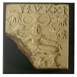 Steatite Pasupati, zeehond Mohenjodaro, 2300-1750 Tegeltje